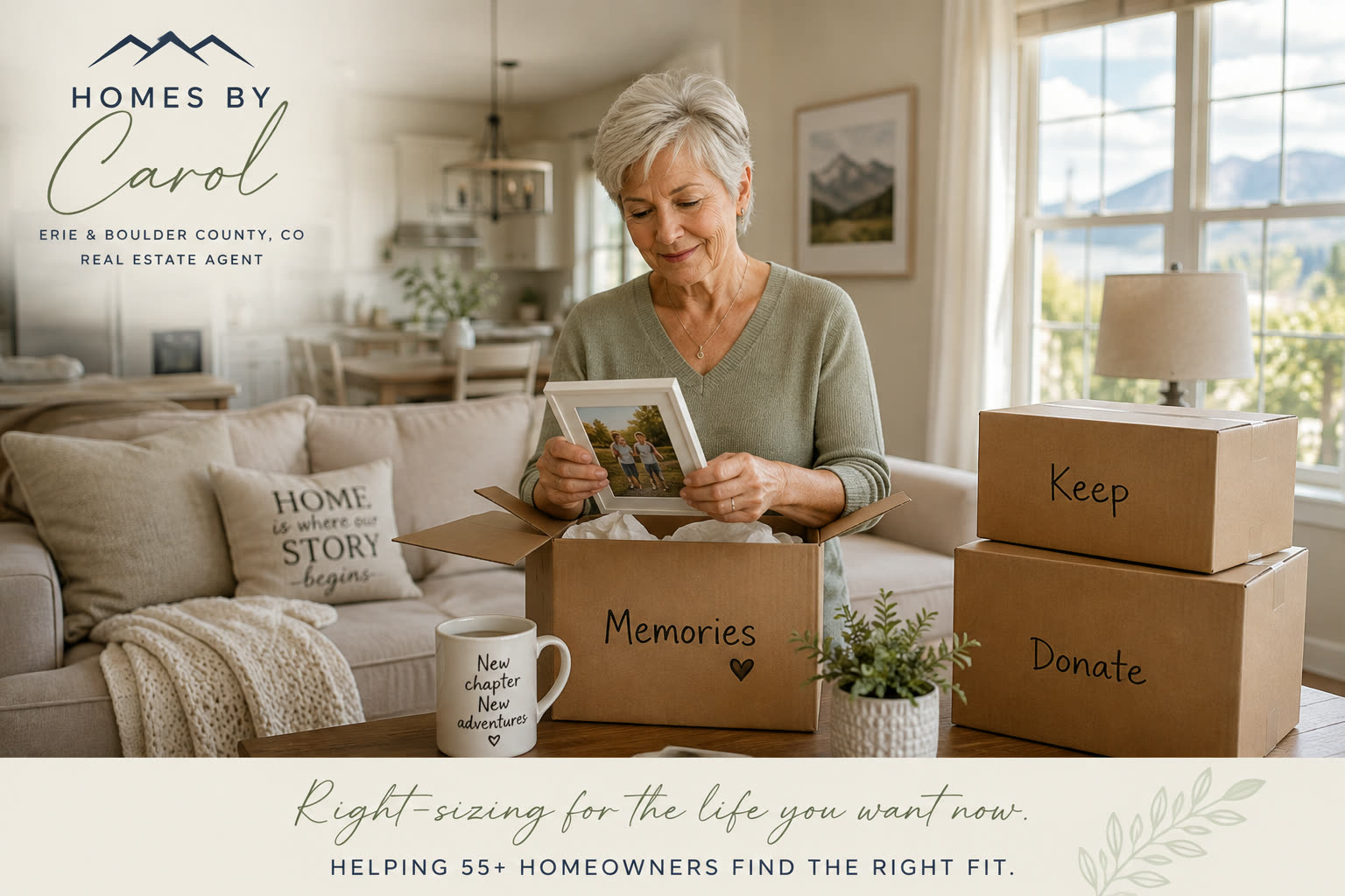 Title card for the article: How Do I Downsize a Home After 20, 30, or 40 Years?